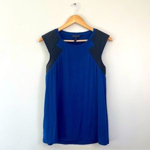 BCBGMaxAzria Tank Top Muscle Tee Blue & Black Crew Neckline